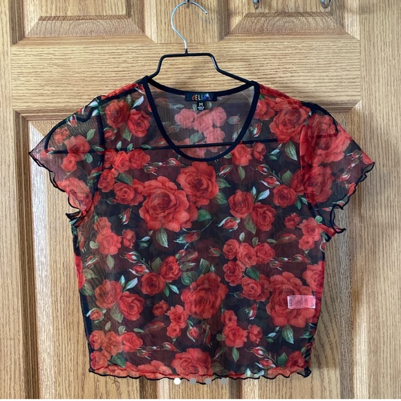 DELIAS ROSE MESH TOP - Picture 2 of 4